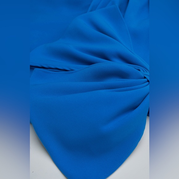 Halston OLIVIA GOWN IN CREPE in Azur Blue NEW - Picture 7 of 8